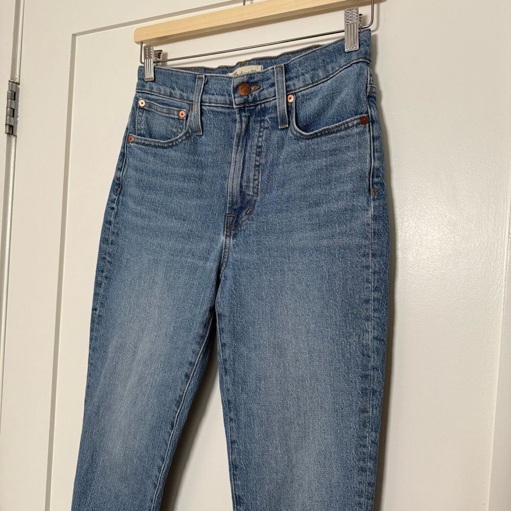 Madewell The Perfect Vintage Jeans Womens 25 Blue Straight Leg Denim Stretch - Picture 2 of 13